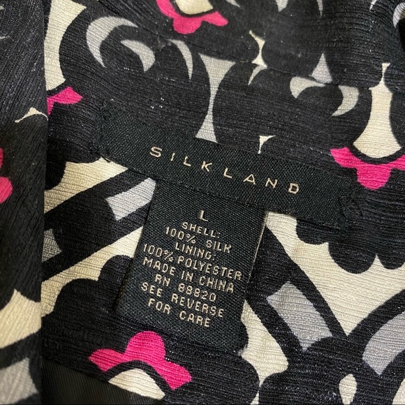 Silkland One Button Damask Design Silk Blazer - Picture 6 of 7